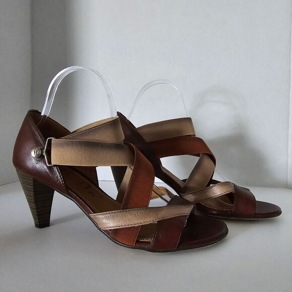 Hispanitas Brown Multi Strappy Heels Size 38 US 7 - Picture 1 of 11